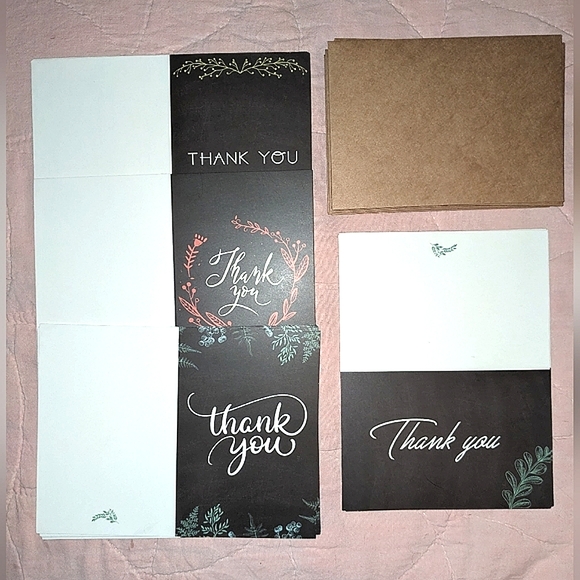 Last chance!20 Thank You Cards With Envelopes Blank Inside Extra Thick Cardstock - Picture 9 of 10